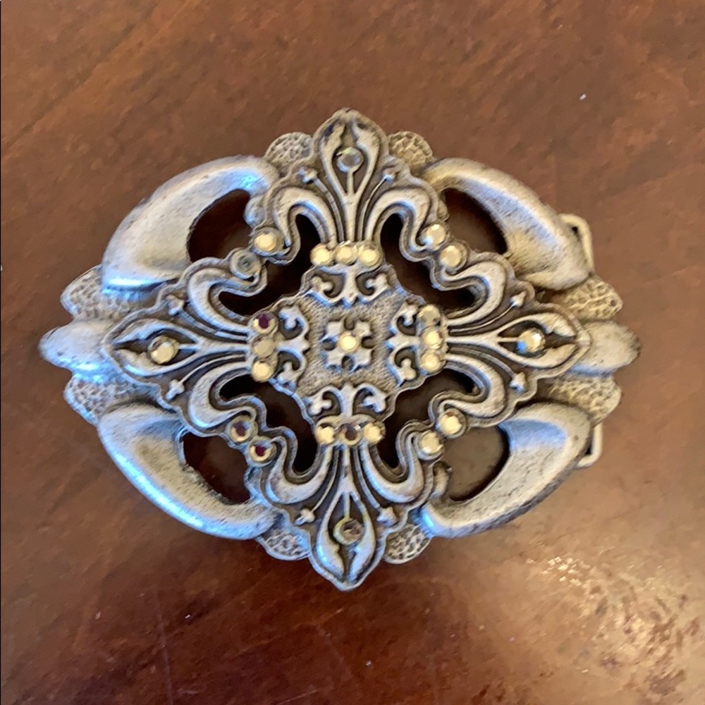 Silver belt buckle, made in USA